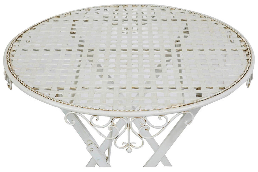 Biscottini Tavolino pieghevole in ferro finitura bianca anticata diam.70x76 cm Tavolo