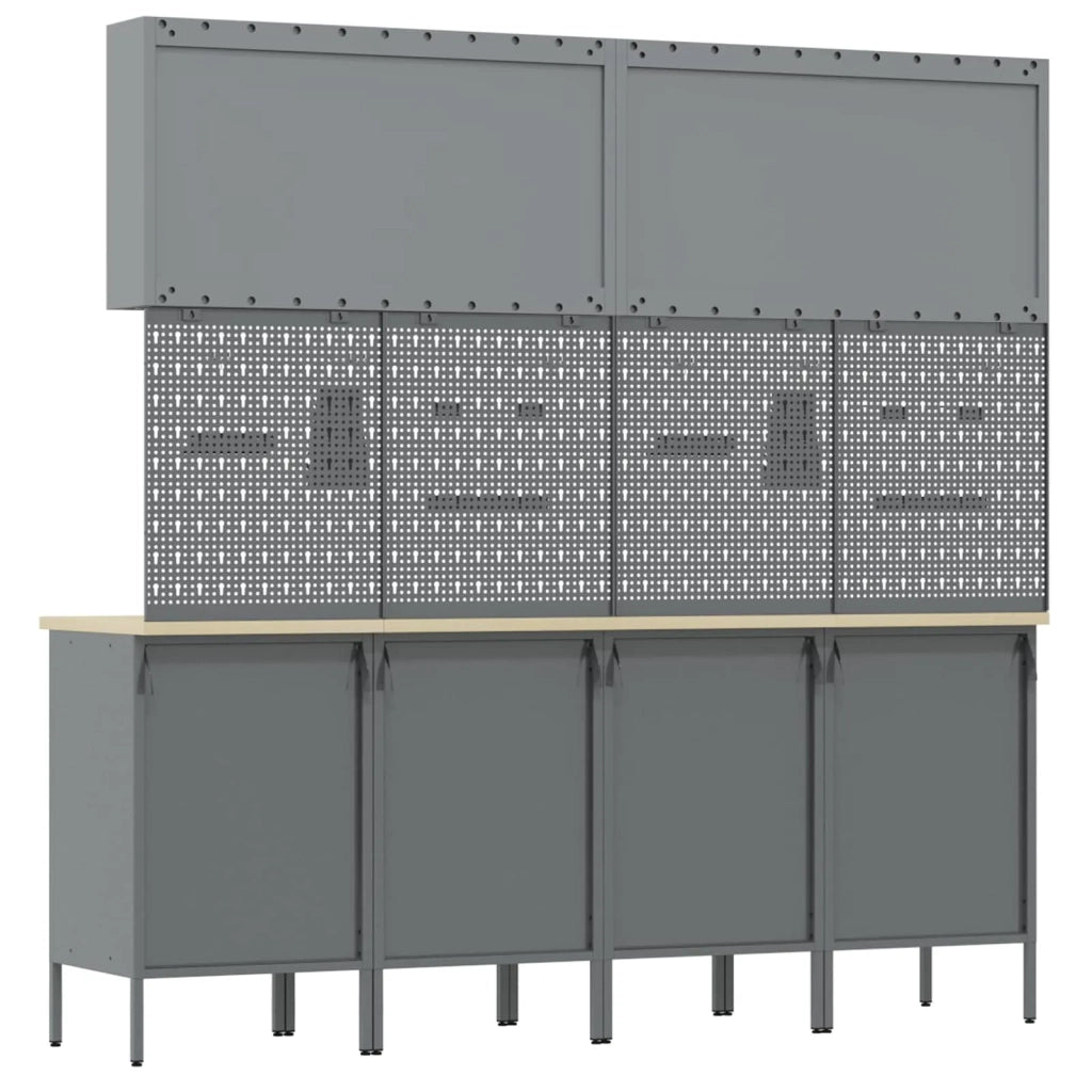 Mobile da lavoro 10 pcs Rosso Legno ingegnerizzato e acciaio 3321483
