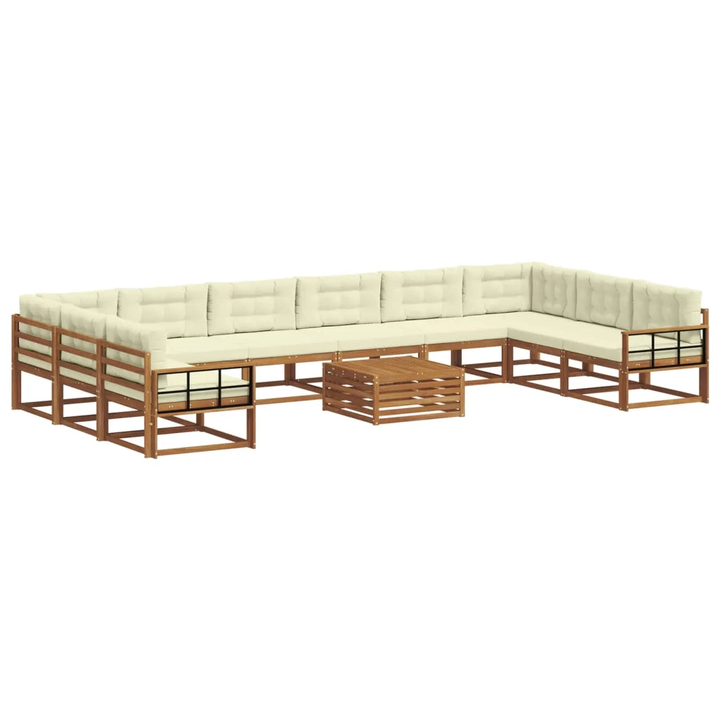 Set di divani da esterno con cuscino 11 pcs Naturale e Crema 3368283