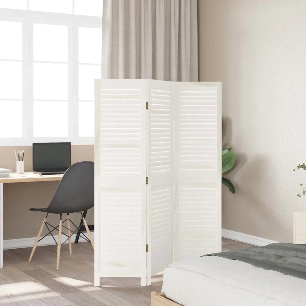 Divisorio Ambienti | Divider per stanze | Paravento 3Pannelli Bianco Legno Massello di Paulownia