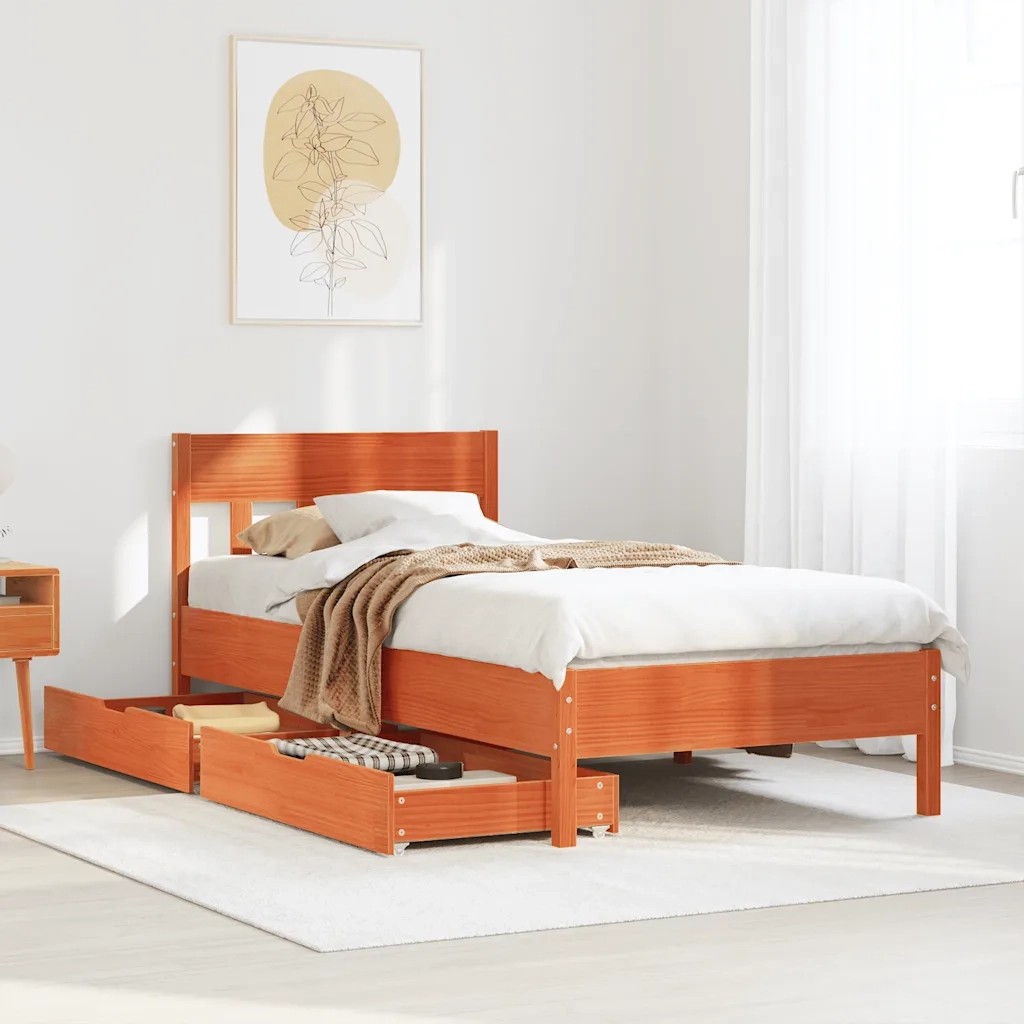 Letto senza Materasso Marrone Cera 90x200 cm Legno di Pino 3301877