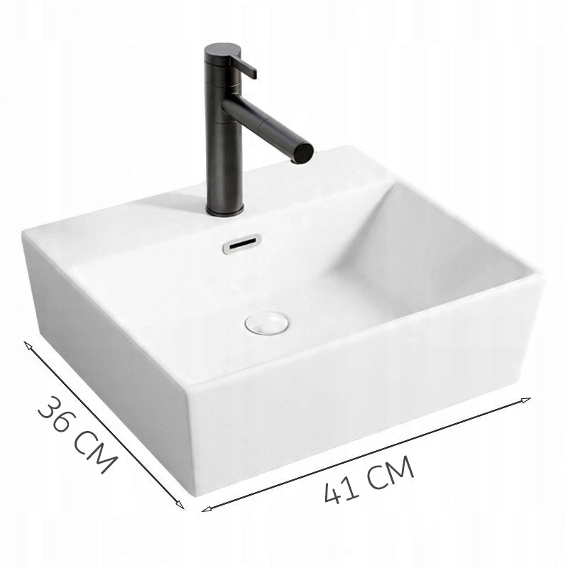 LAVABO IN CERAMICA DA APPOGGIO BIANCO RETTANGOLARE GRANDE 41 x 36 CM