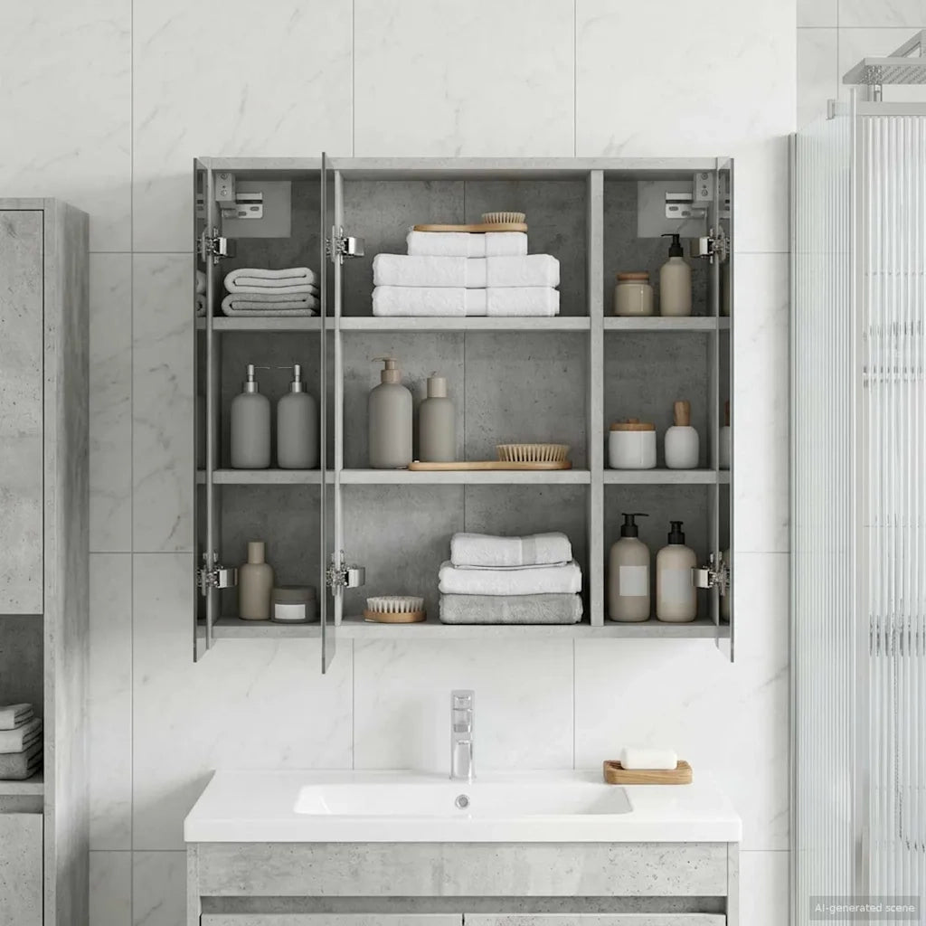 Mobiletto per specchio da bagno Grigio cemento