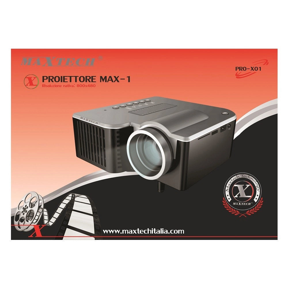 Trade Shop - Proiettore Hdmi Sd Usb Max 1080p Lente F125 Messa A Fuoco 24 W Maxtech Pro-x01 -