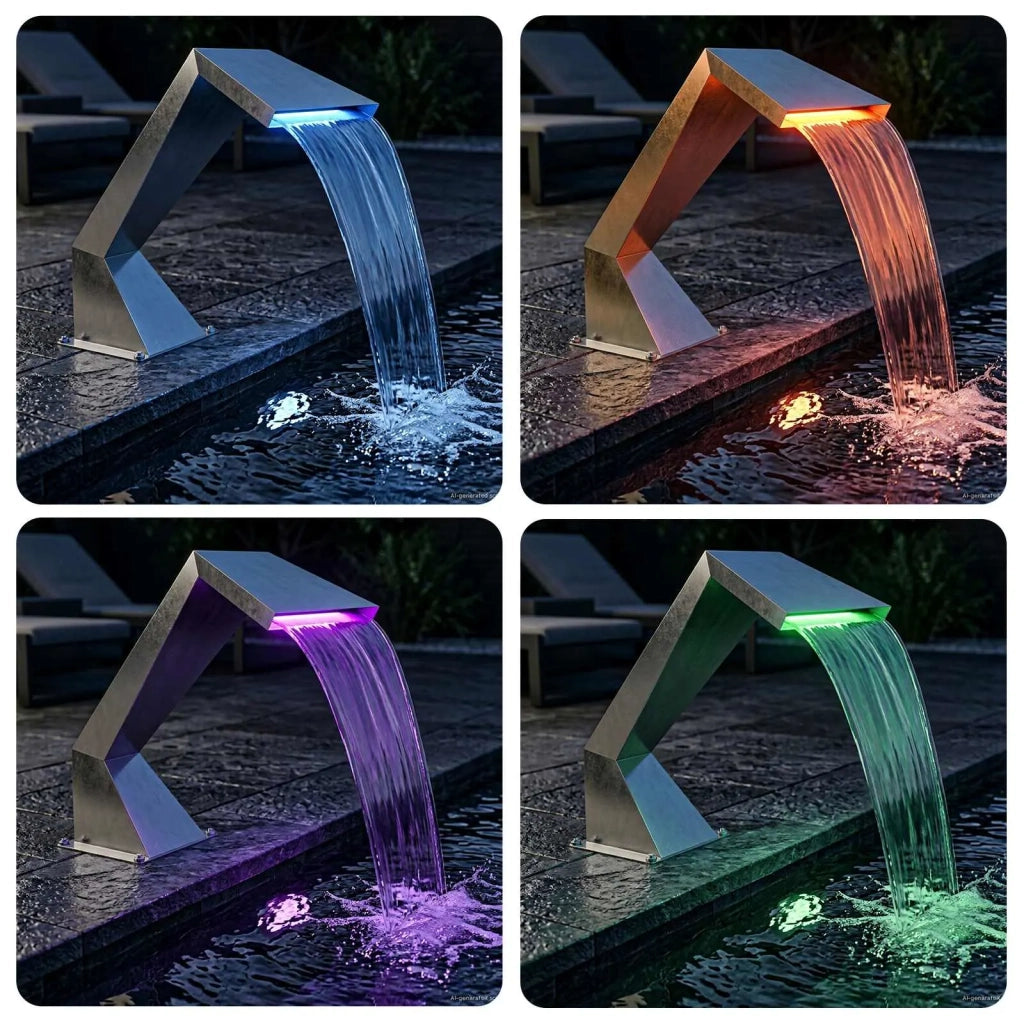 Cascata per piscina con LED RGB Acciaio Inox 63,5 x 29 x 51 cm 42039236