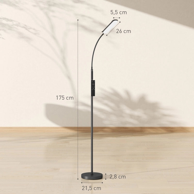 Lampada da terra a LED, dimmerabile, con telecomando e controllo touch, lampada da terra per soggiorno con collo d'oca regolabile a 360¡ã, timer di 1
