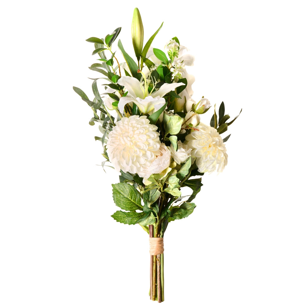 Bouquet di fiori artificiali bianco decorativo finto 67 cm Decorazione da tavolo Soggiorno Sala da pranzo