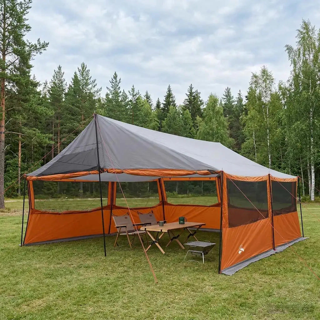 Tenda Familiare con tetto Grigio e arancione 600 x 400 x 268 cm 42028605