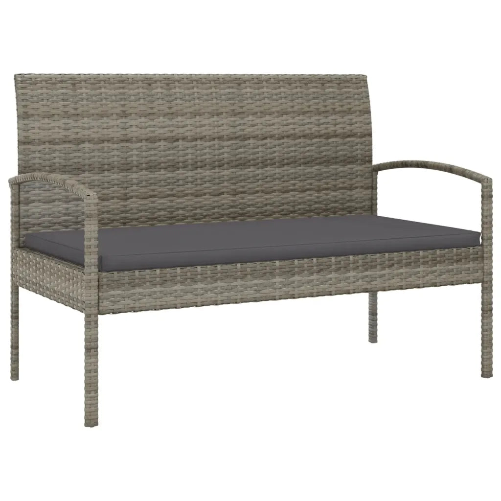 Panchina da Giardino | Panca da Giardino con Cuscino Grigia 105 cm in Polyrattan