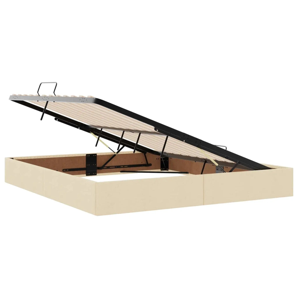 Letto con contenitore e materasso Crema 160 x 200 cm Tessuto 3459517