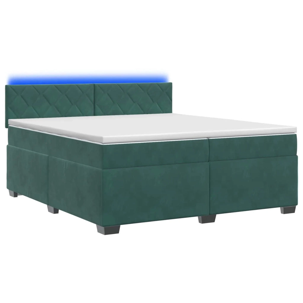 Letto con Box Spring, Materasso e LED Verde Scuro 200 x 200 cm 3452255