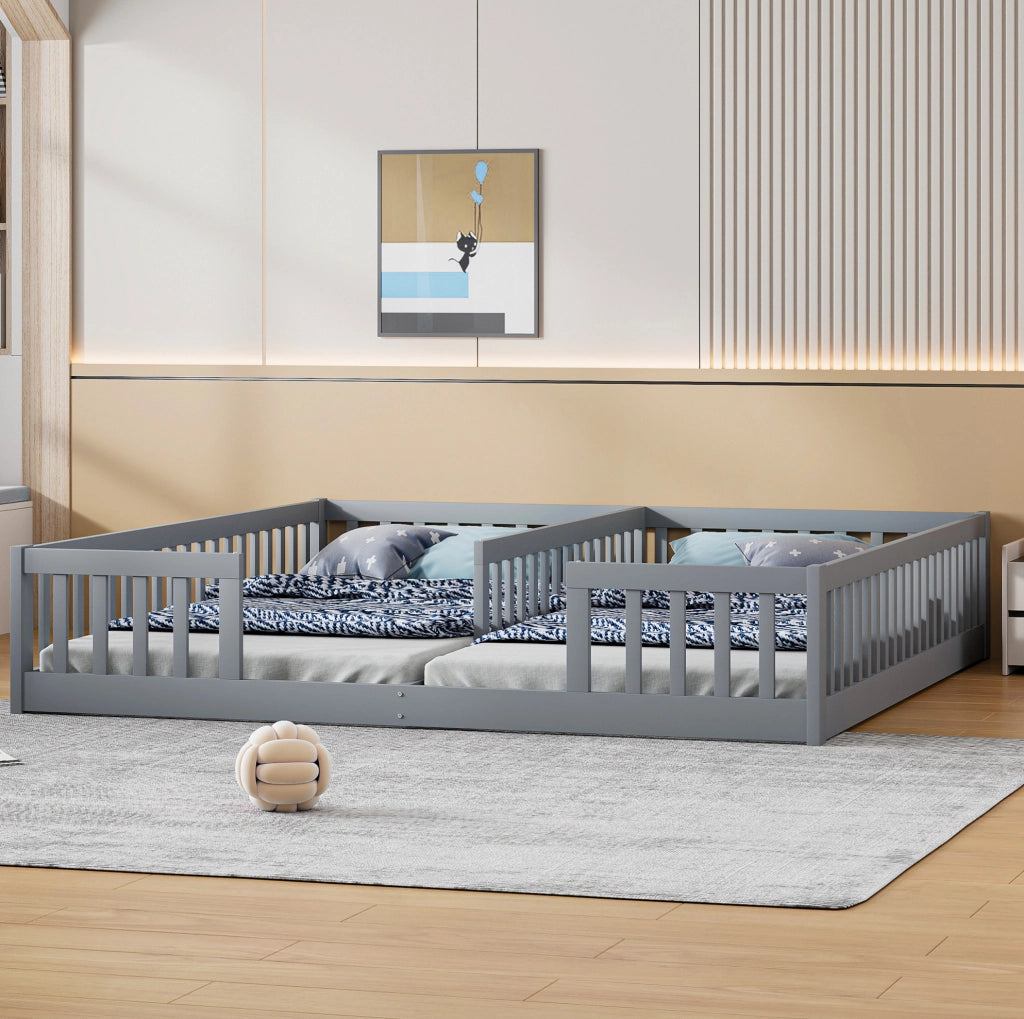 Letto a pannelli 90x200 cm per bambini con sponda e rete a doghe