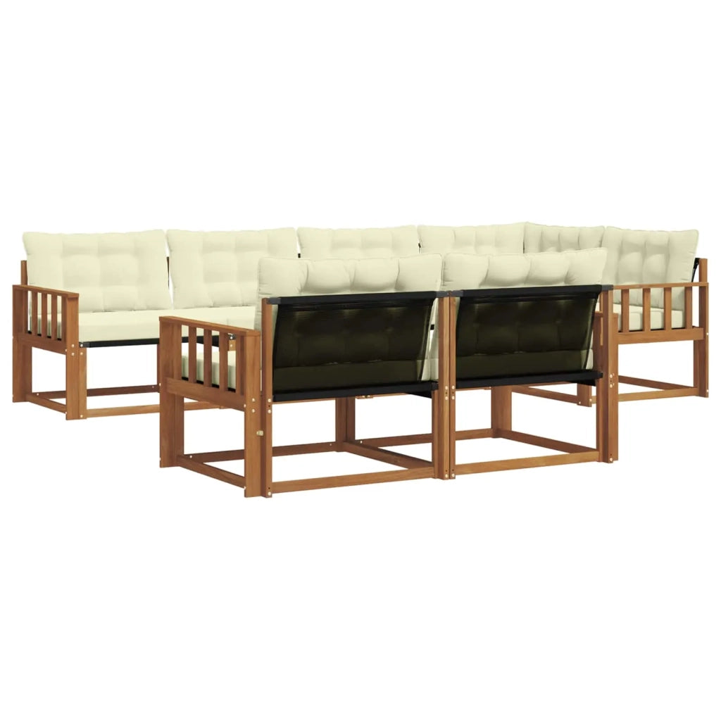 Set di divani da esterno con cuscino 7 pcs Naturale e Crema