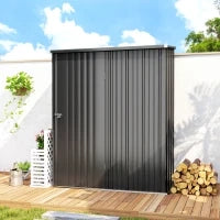 Casetta da Giardino Porta Utensili in Lamiera Acciaio con Serratura, 161.5x94.5x196cm, Nero