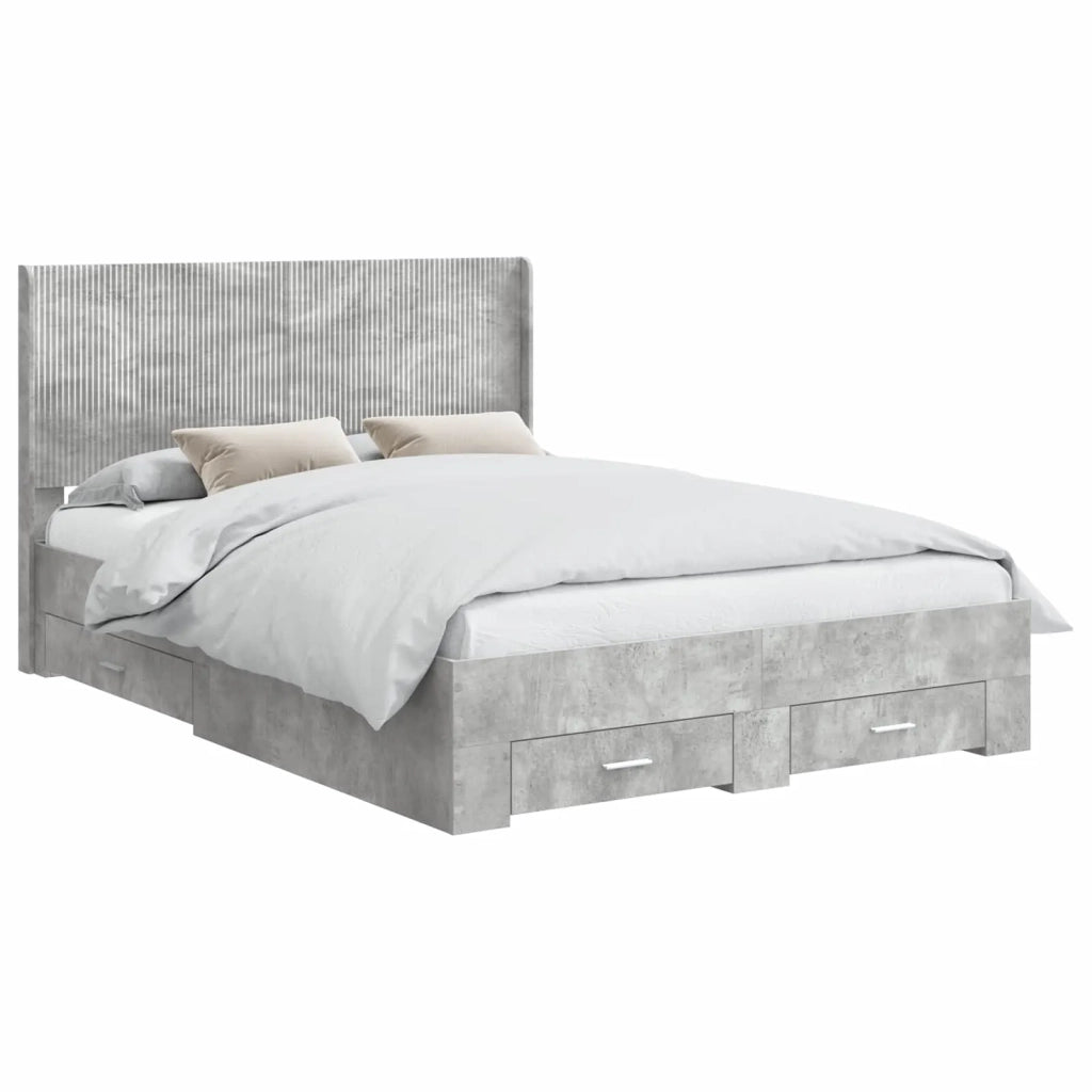 Struttura del letto con stoccaggio e testata Grigio Cemento 3414120
