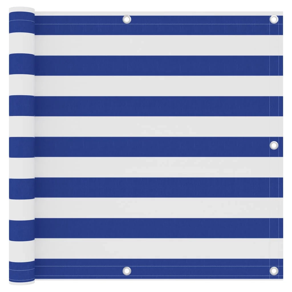 Paravento per balcone frangivista 90 x 400 cm tessuto Oxford bianco e blu 02_0010071