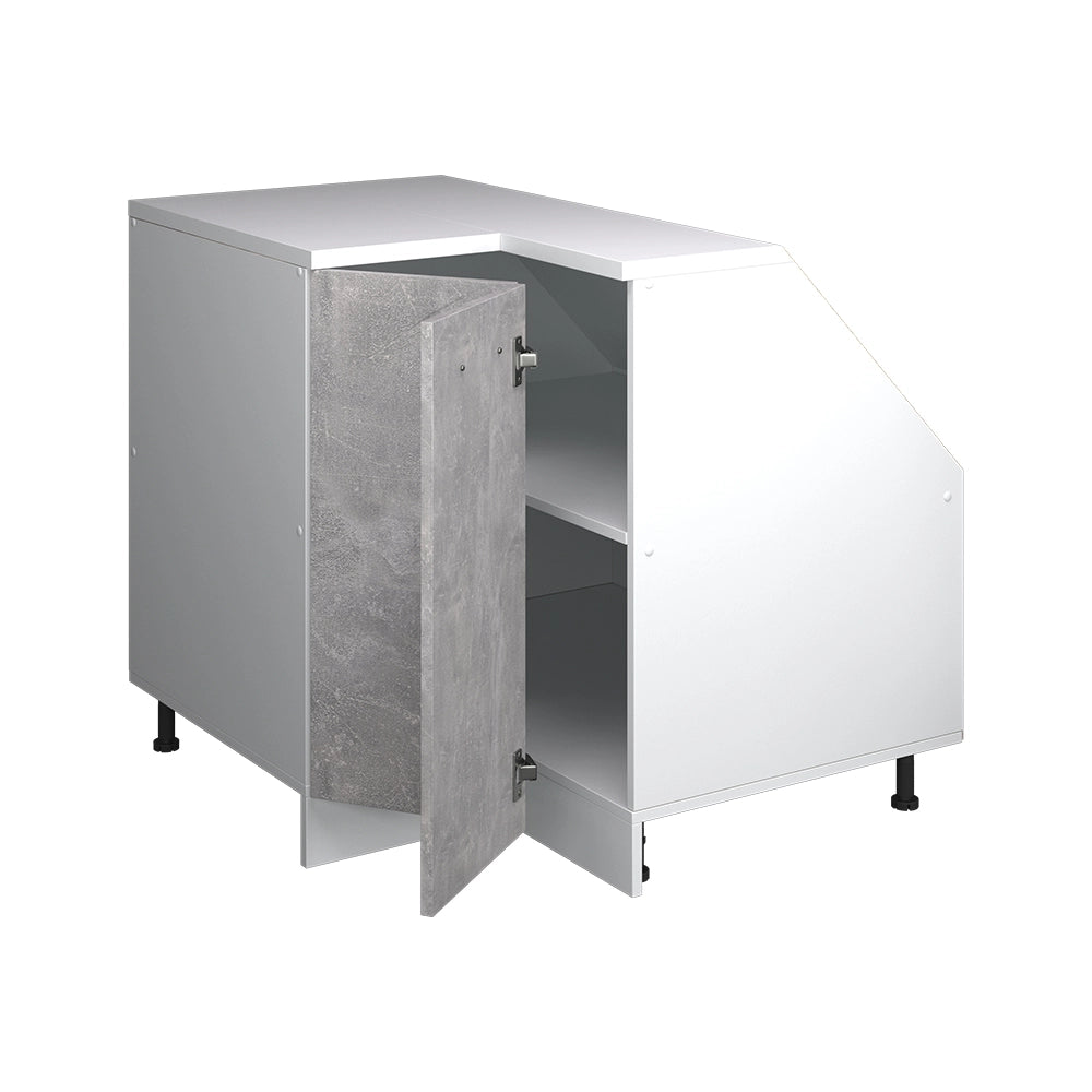 Mobile cucina angolare per sottotetto R-Line Calcestruzzo/Bianco 75.6 cm con 1 porta, carcassa dell’armadio profondità 60 cm Vicco