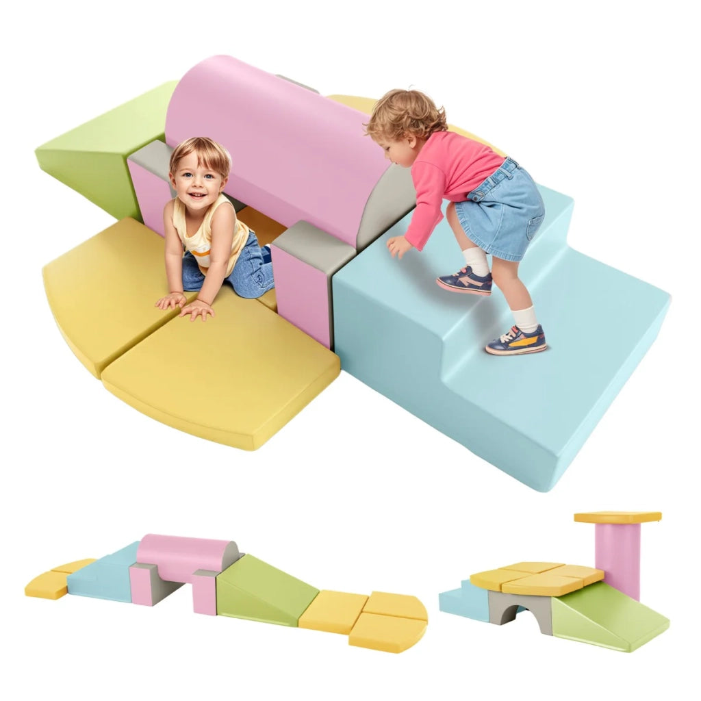 Set di 10 blocchi da arrampicata in schiuma 30 x 60 cm per lo sviluppo motorio creativo stile moderno similpelle gialla 20_0018419