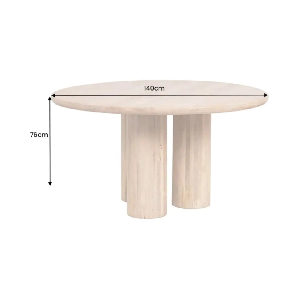 Tavolo da pranzo ORINO rotondo 140 cm in legno massiccio di mango – Tavolo design con gambe cilindriche