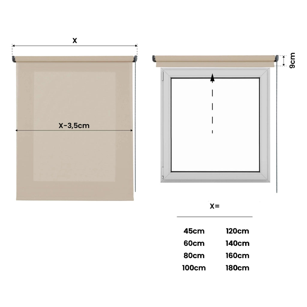 Tenda a Rullo Filtrante, Tenda Avvolgibile Traslucida Liscia Per Finestre e Porte Beige 140x180 cm