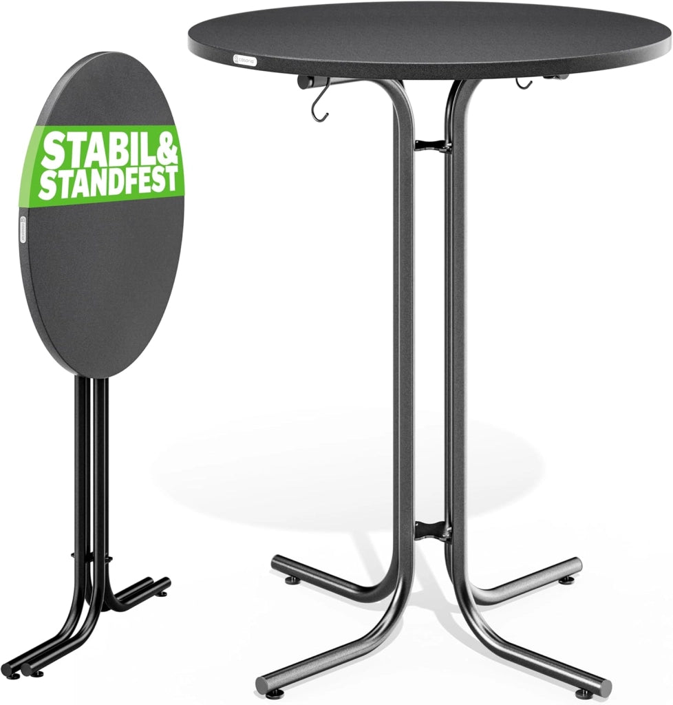 ® Tavolo da Bar 80x110cm Pieghevole Rotondo Stabile Giardino Alto Bistrot Festa Tavolo da Birra Grigio