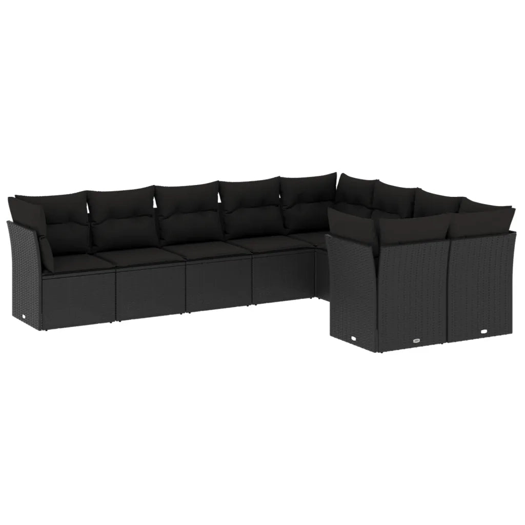 Set Divani da Giardino 9 pz con Cuscini Nero in Polyrattancod mxl 115825
