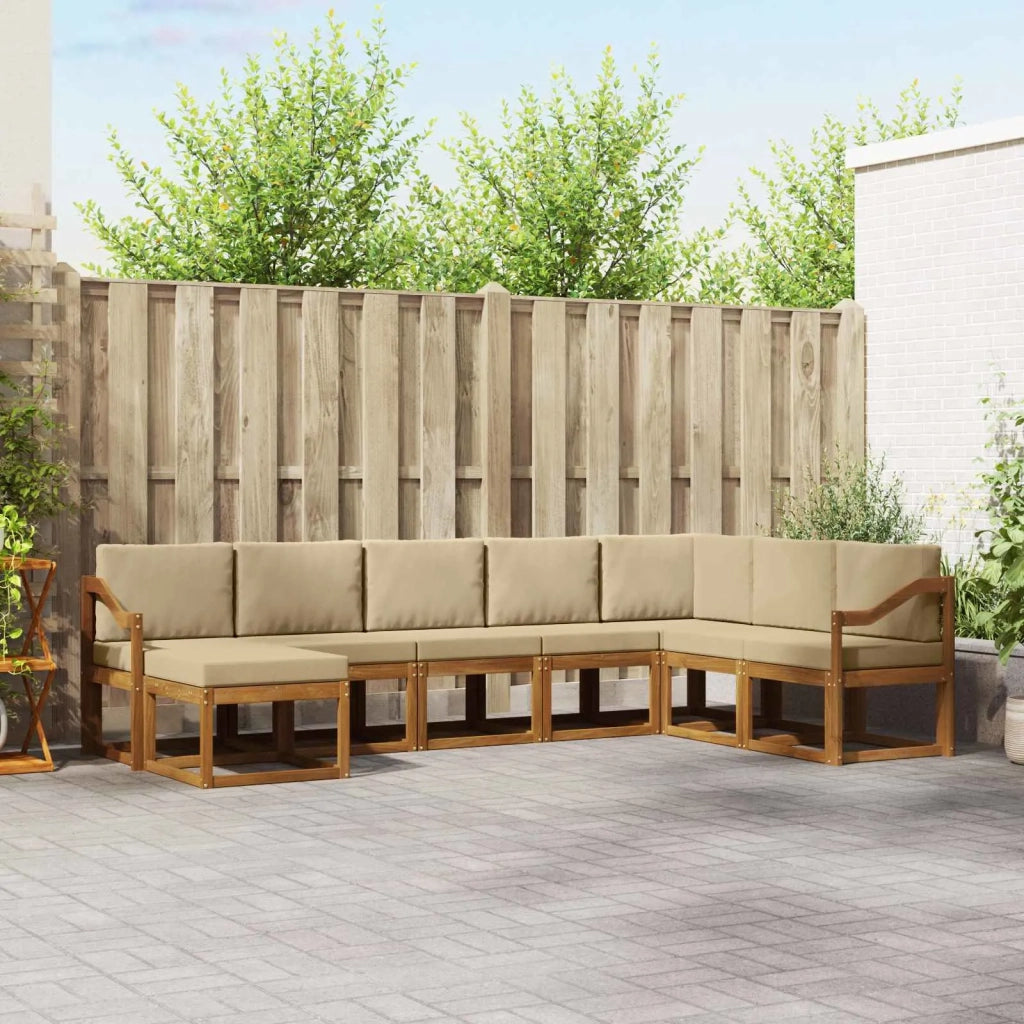 Set di divani da esterno con cuscino 8 pcs Naturale e Beige