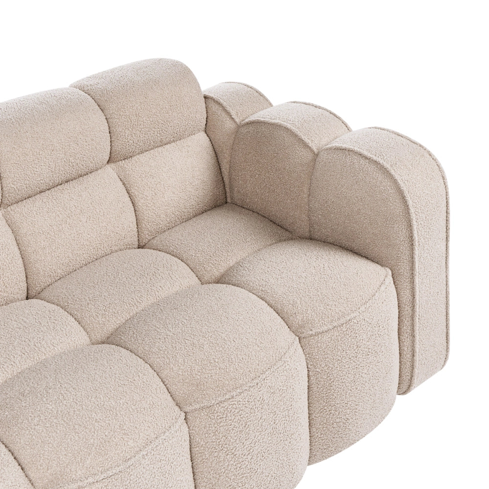 Divano a 2 posti Rivestimento bouclé beige Forma a nuvola imbottita Divano Stile moderno minimalista Soggiorno