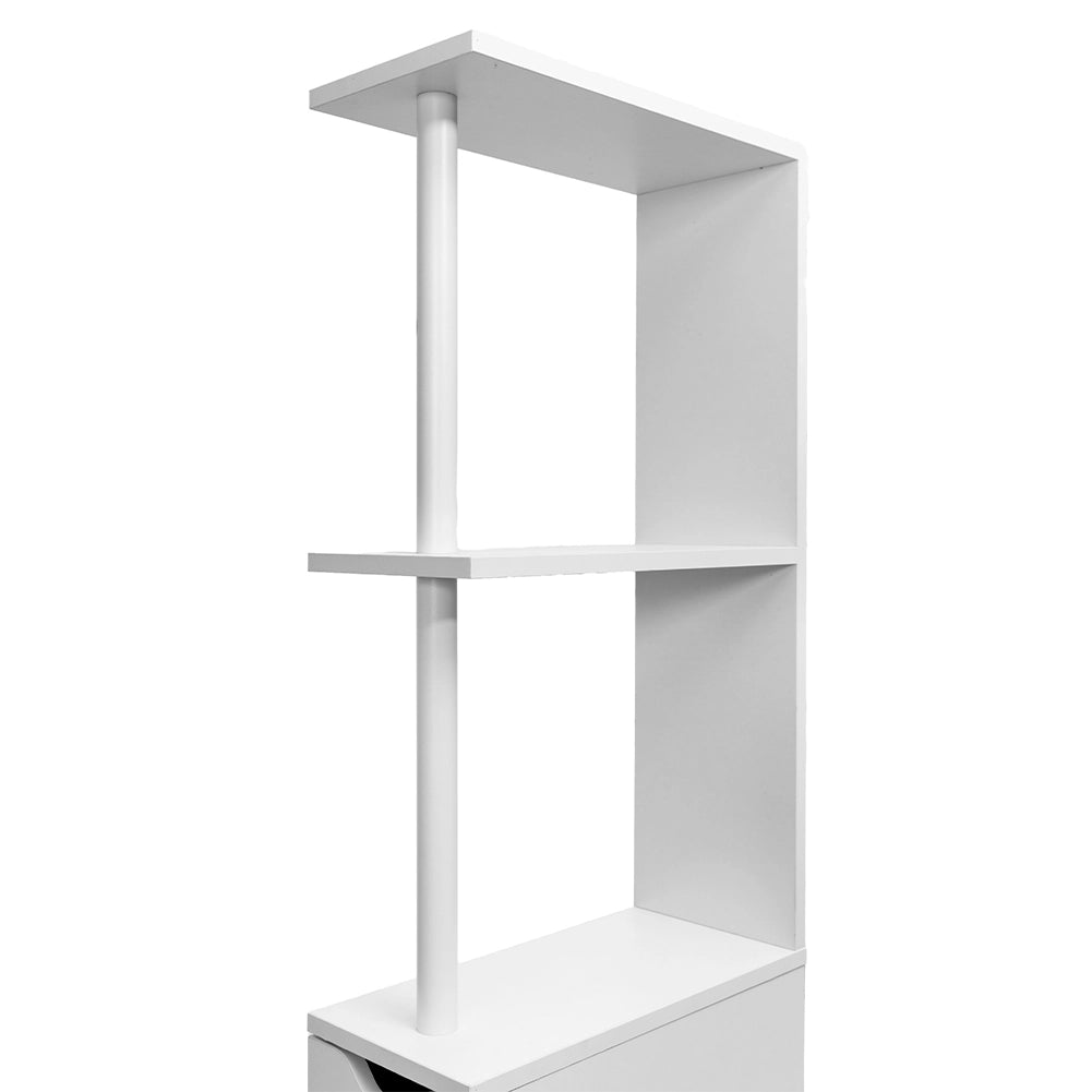 Mobile Colonna Bagno Salvaspazio Legno Mdf Bianco 3 Cassetti 2 Ripiani 136cm