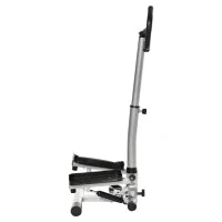 Stepper con Monitor LCD, Manubrio Regolabile ed Elastici, in Acciaio e ABS, 55x53x118-128 cm, Nero e Argento