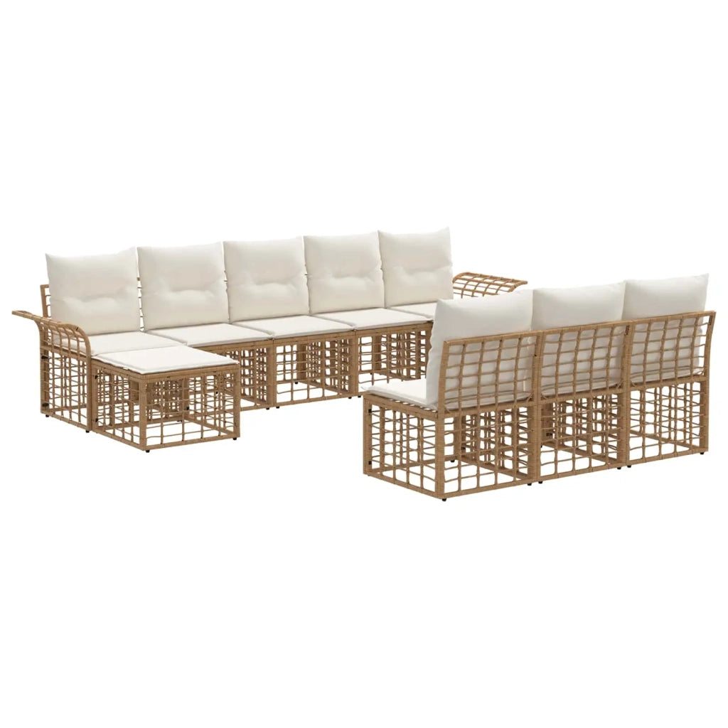 Set di divani da esterno 9 pcs Naturale e Bianco Crema