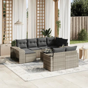 Set Divani da Giardino 11 pz con Cuscini in Polyrattan Grigio