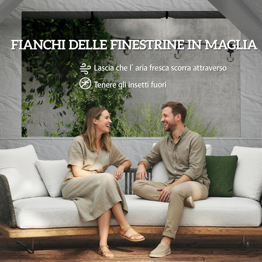Gazebo Pieghevole 3x6 m con 6 Pareti Laterali, Sacchi e Picchetti, in Metallo e Tessuto Oxford, Grigio Scuro