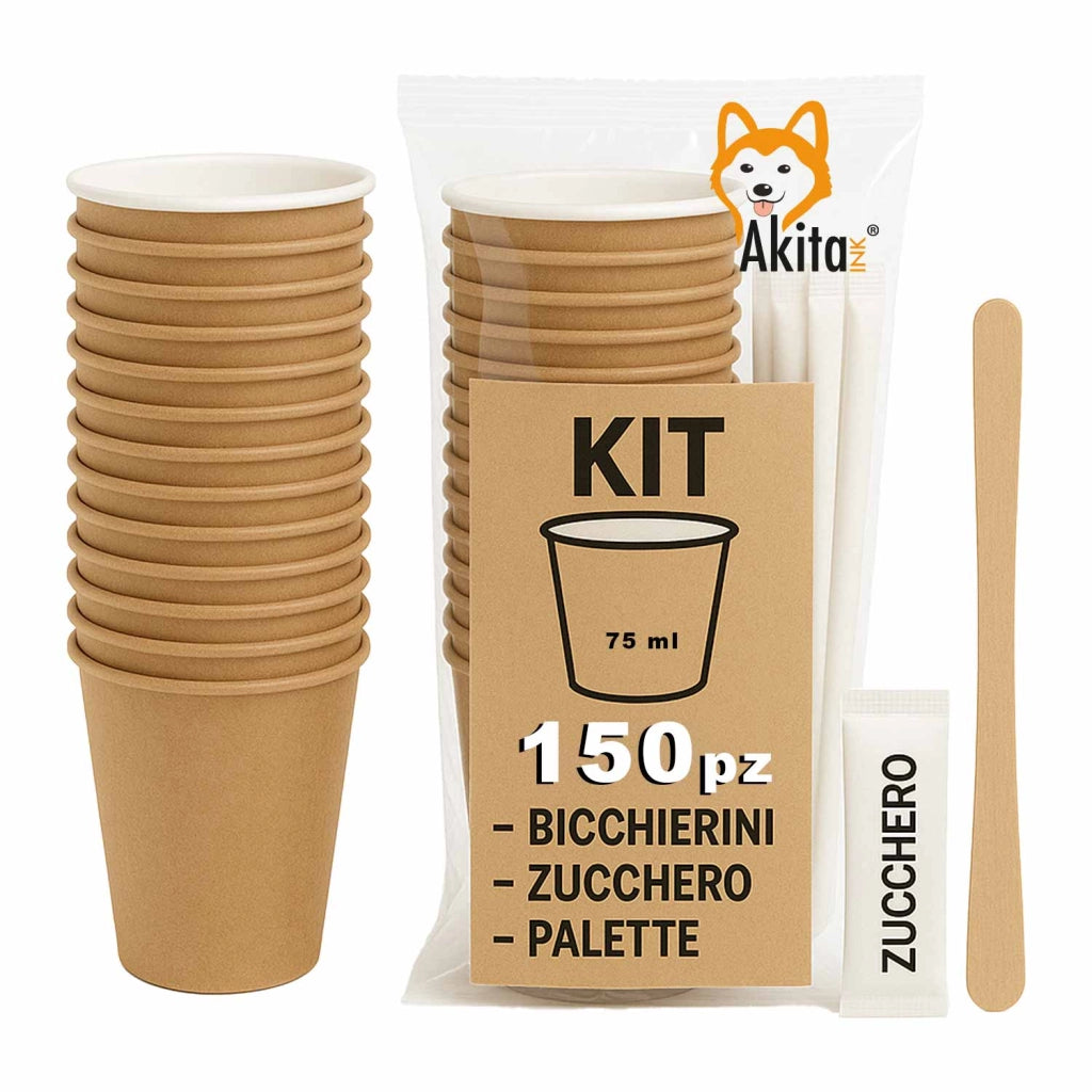 Akitaink Kit Caffe Eco 150 Pezzi Bicchieri Palette