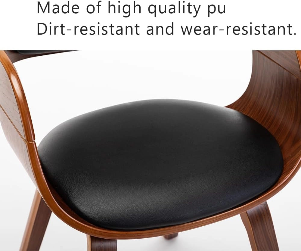 Sedia con Braccioli da Pranzo, Sala, Studio e Soggiorno - Seduta e Schienale Imbottiti, Gambe in Legno Massello (Nero)