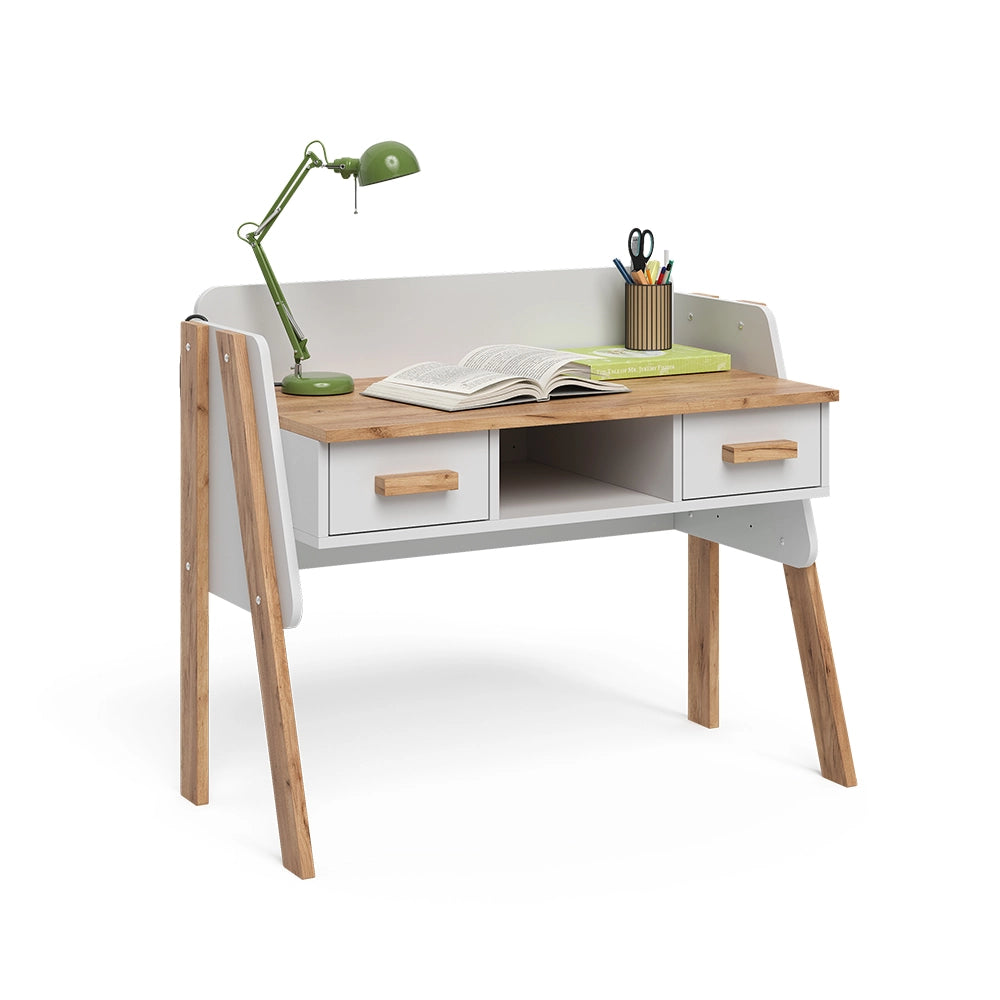 Vitalispa Scrivania Bianco/Artisan 97 x 51 cm con 2 cassetti