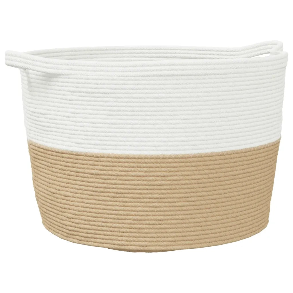 Cesto per Biancheria Beige e Bianco ?60x36 cm in Cotone CFW5919967