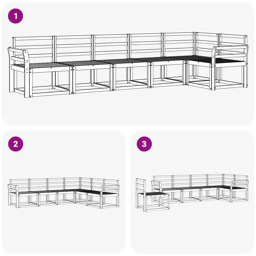 Set di divani da esterno 6 pcs Bianco Legno di Acacia Massello 3387698