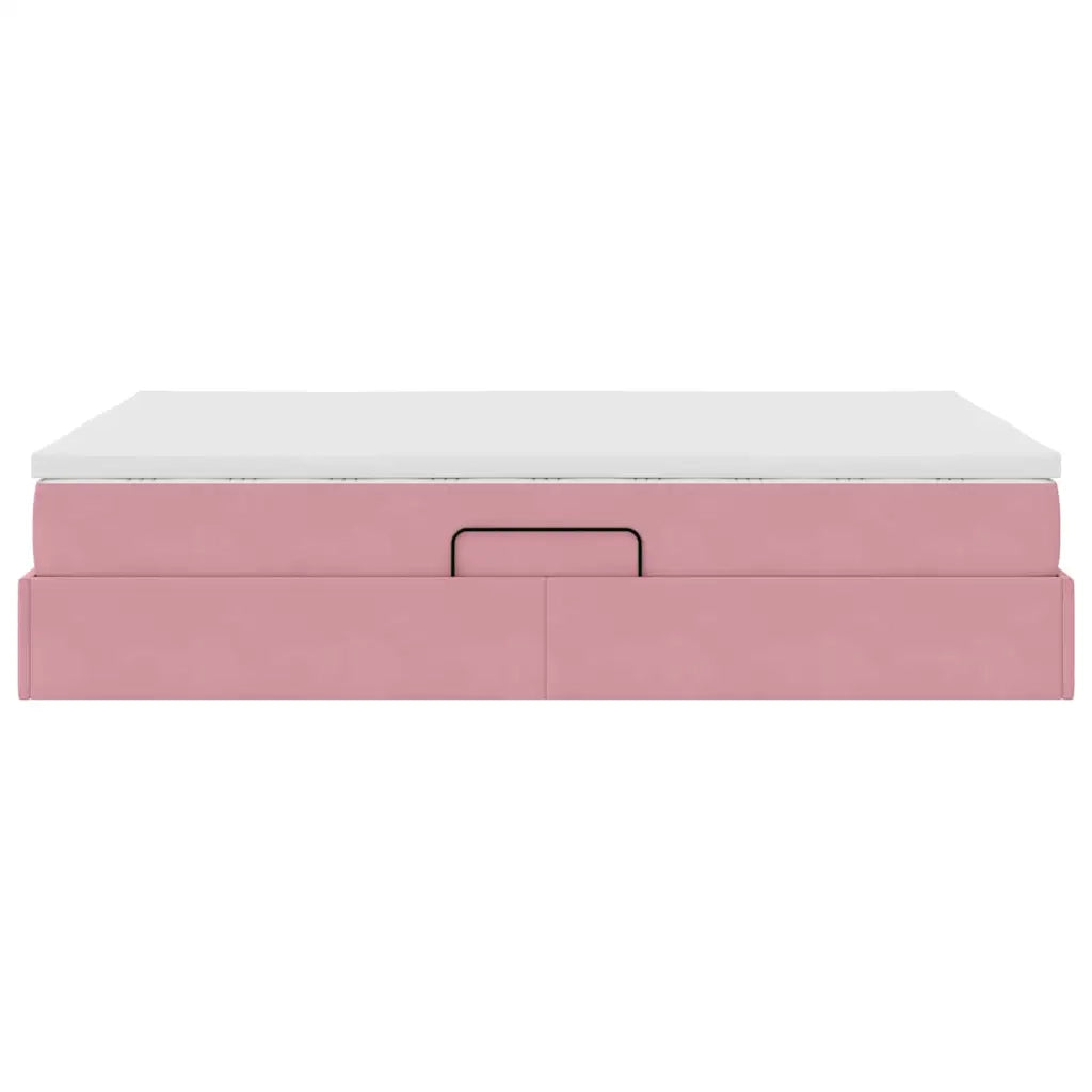 Letto con contenitore e materasso Rosa 140 x 200 cm Velluto
