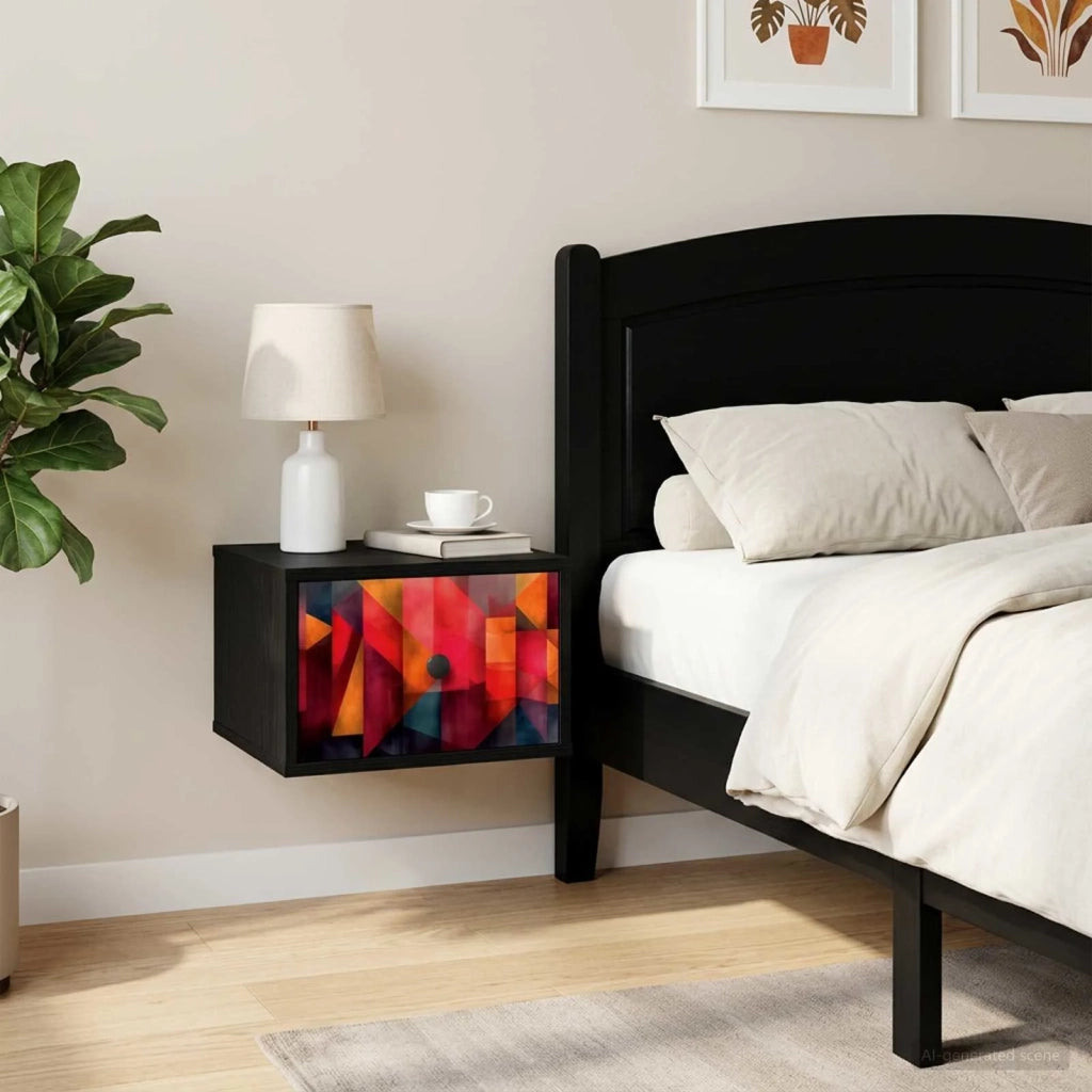 Mobiletto da comodino a parete HEESCH 2 pz Rovere Nero 8007468