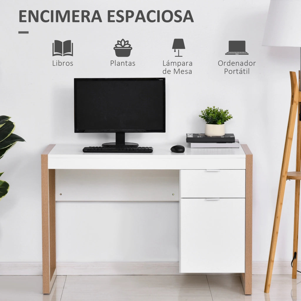 Scrivania Moderna con Cassetto ¨C Zephmum ¨C Bianco 112.5x50x75.5 cm