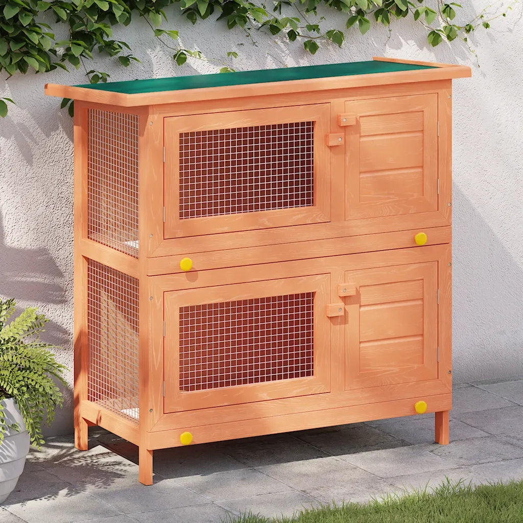 Conigliera all'Aperto Gabbia Piccoli Animali 4 Porte Legno 170159