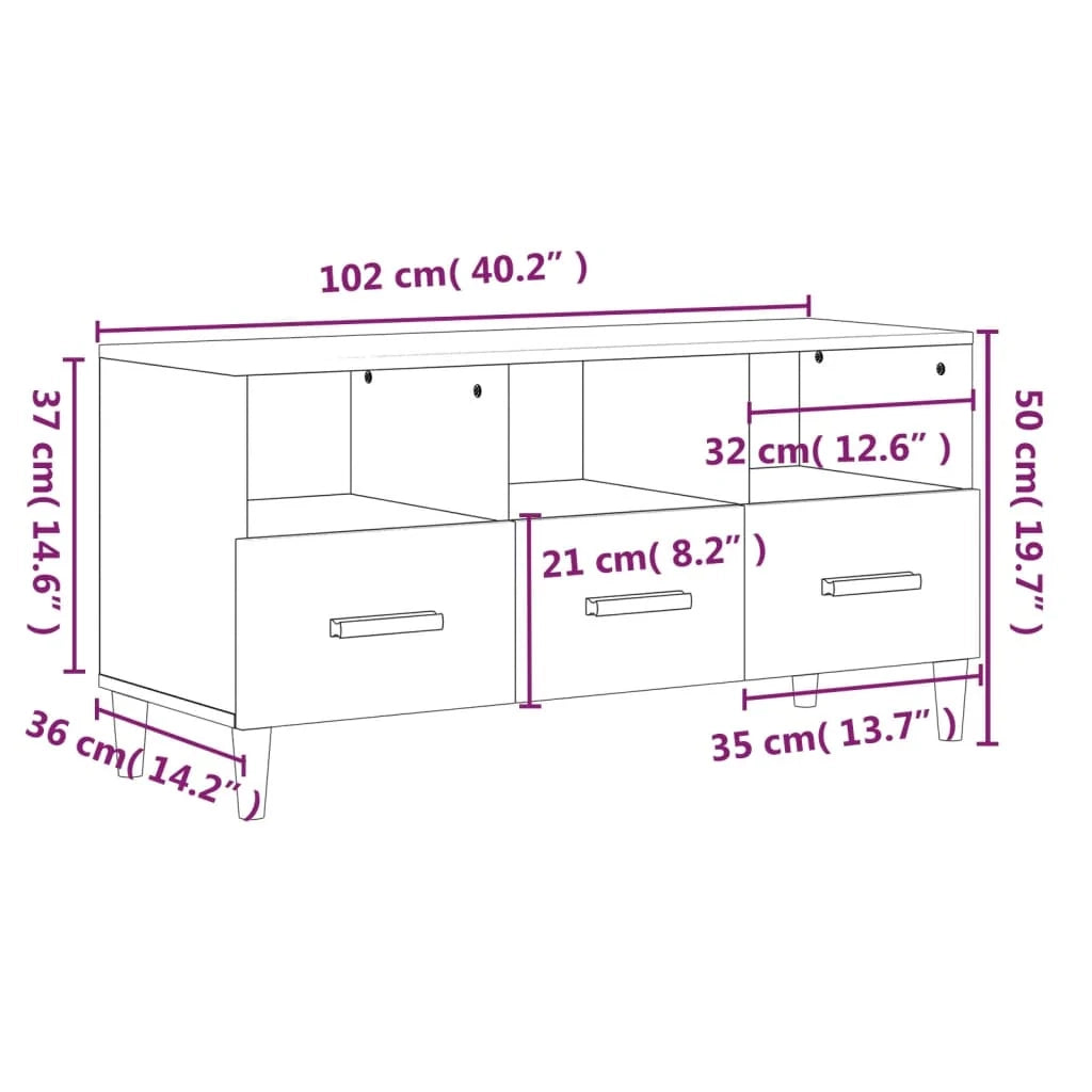 Mobile TV multimediale mensola TV credenza TV sala da pranzo soggiorno camera da letto 102 x 36 x 50 cm legno ingegnerizzato grigio 02_0025596