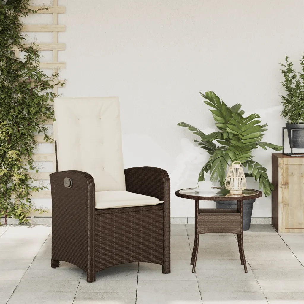 Sedia Reclinabile da Giardino | Sedie da Esterno con Cuscini Marrone in Polyrattan