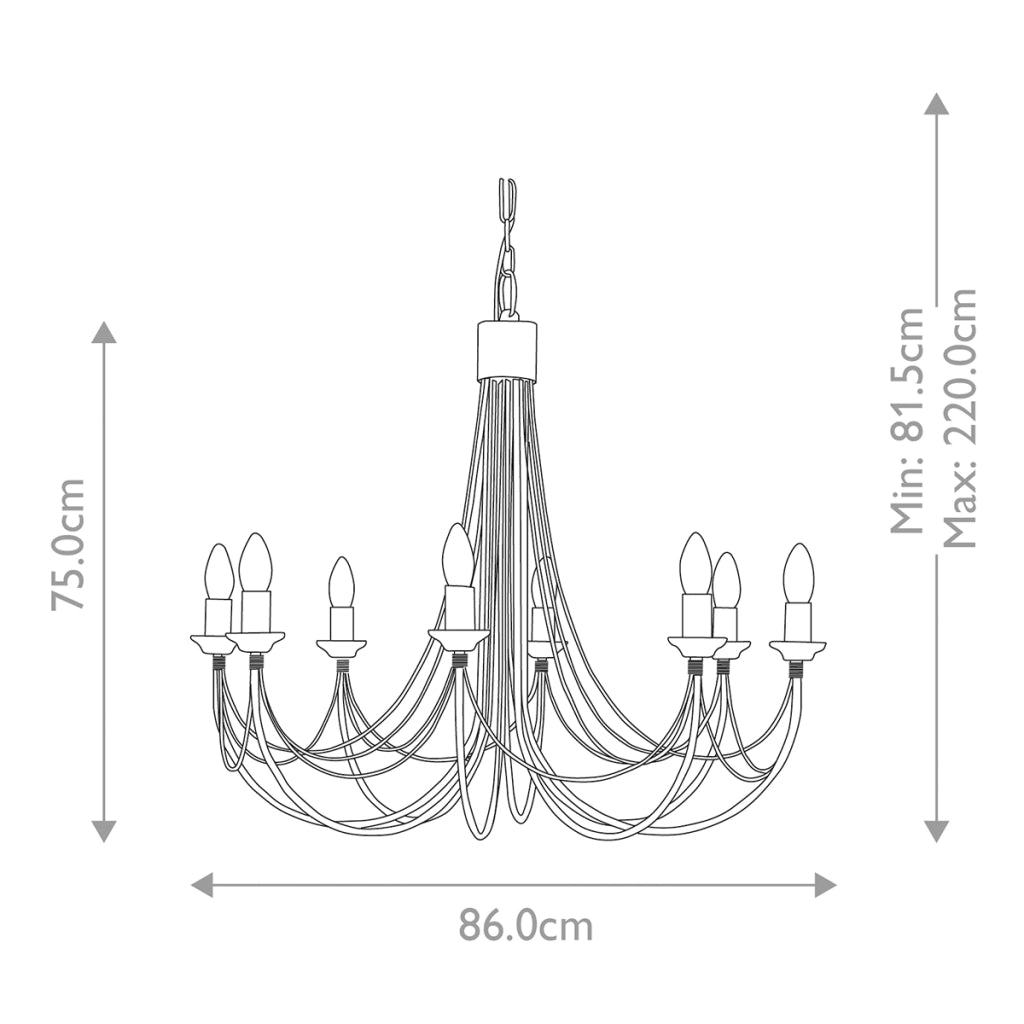 Lampadario gotico nero Carisbrooke 8xE14 60W Elstead