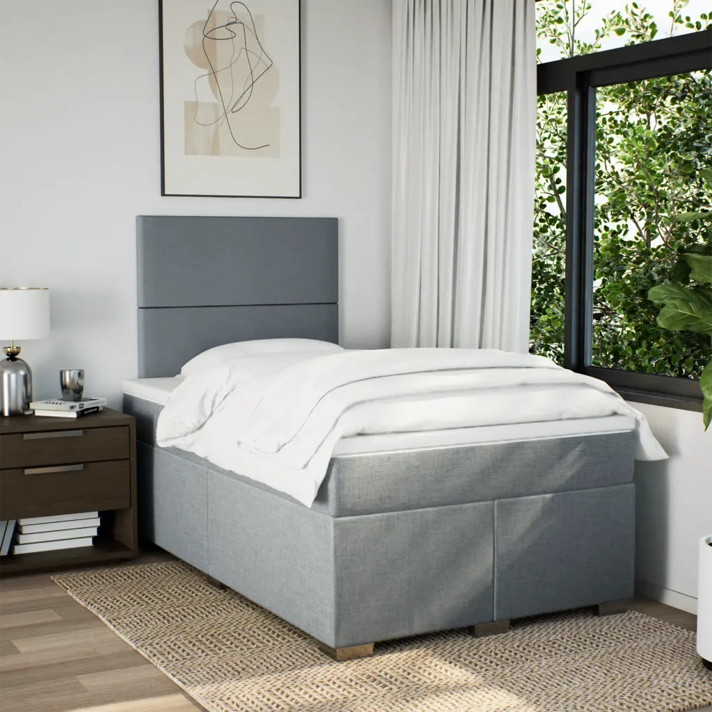 Giroletto a Molle con Materasso Grigio Chiaro 120x190cm Tessuto