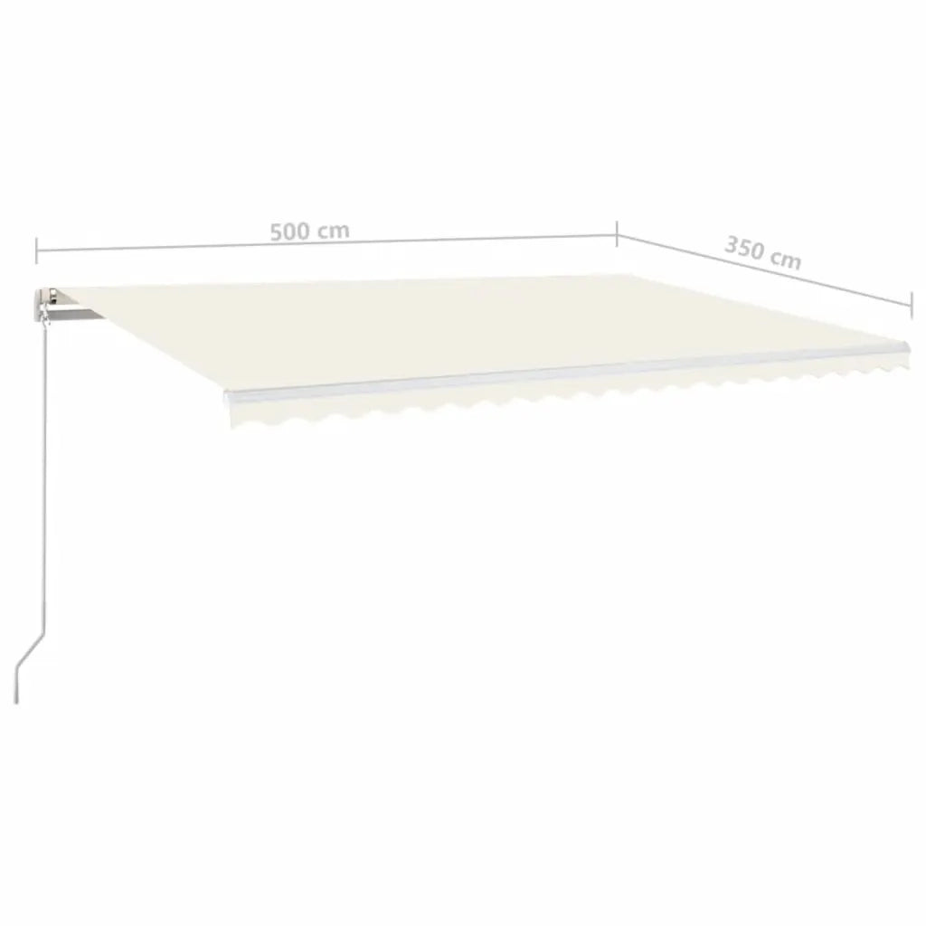 Tenda da Sole Retrattile Manuale LED 500x350 cm Crema 3069022
