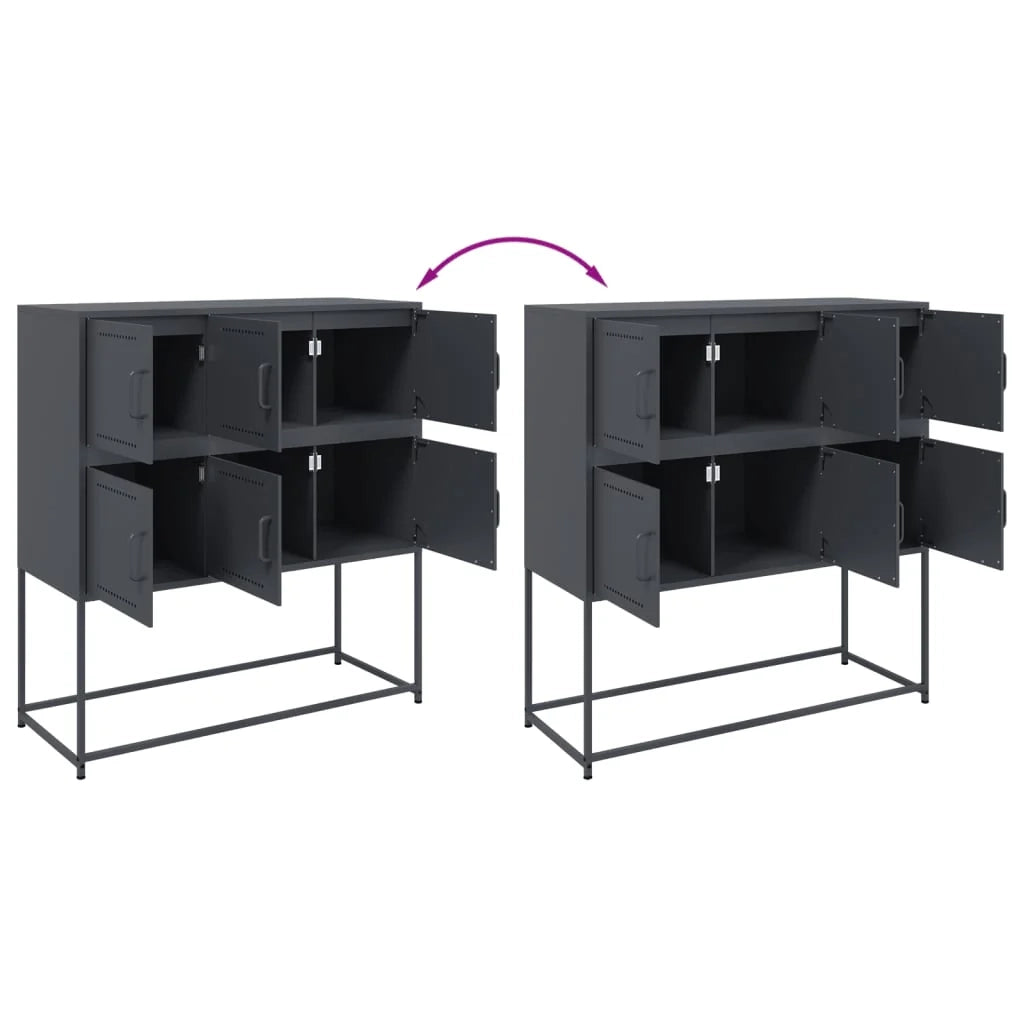 Buffet credenza cassettiera armadio mobile contenitore organizer per cucina soggiorno salotto 100,5 x 39 x 107 cm acciaio antracite 02_0029683