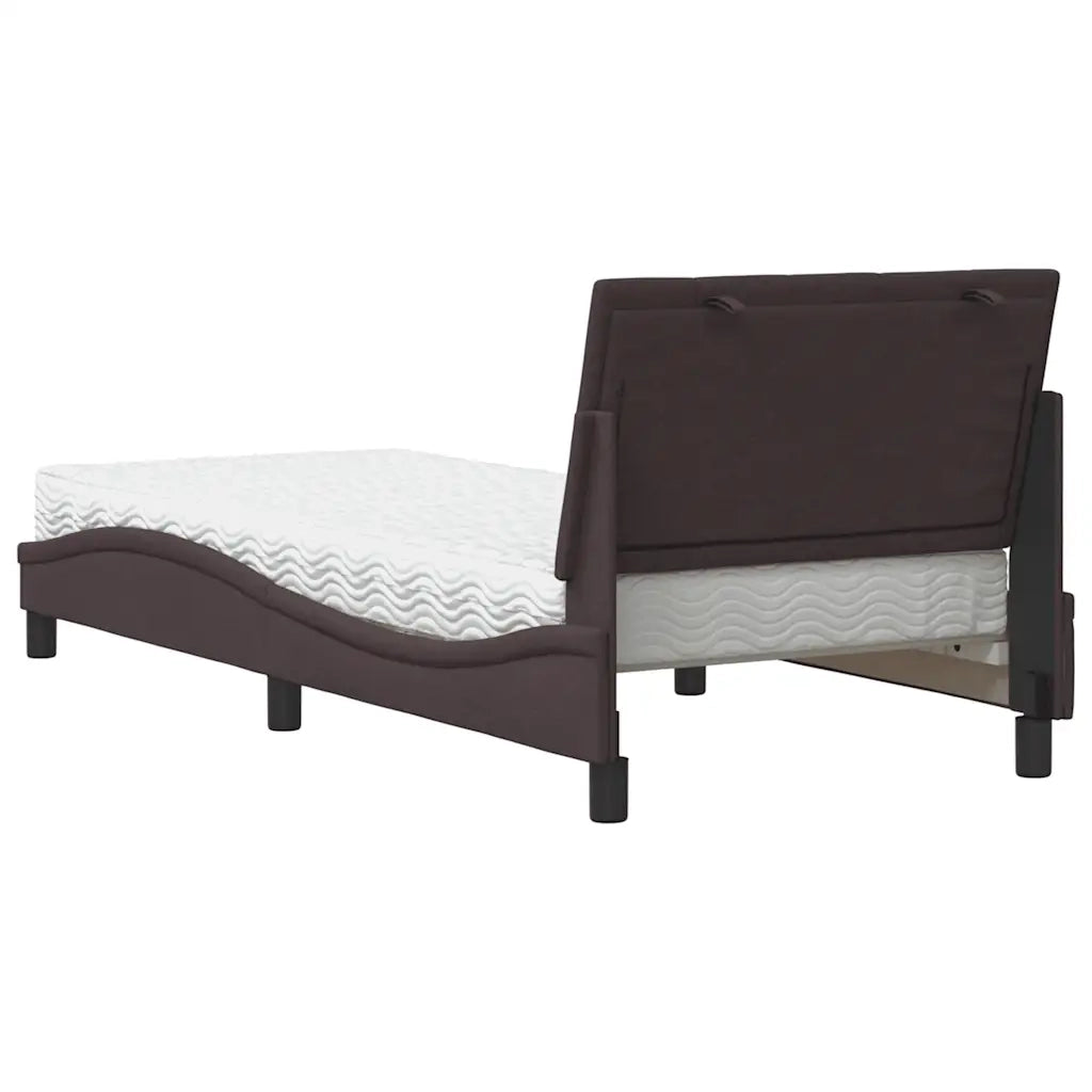 Letto con Materasso-Struttura Letto con Materasso Hanko Marrone Scuro 80x200 cm in Tessuto