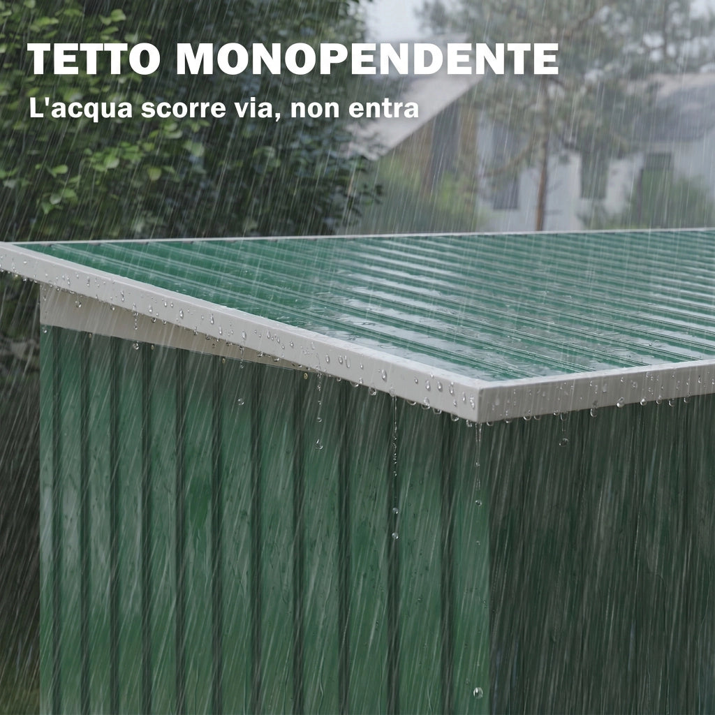 Casetta da Giardino in Acciaio ¨C zephmum ¨C Verde Scuro 280x130x172 cm